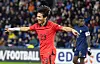 Jeong Sang-bin celebrates scoring a goal during a friendly against France at Stade Oceane in France on Nov. 20, 2023. [NEWS1]