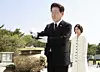 President Lee Jae Myung, left, burns incense at the April 19th National Cemetery in Seoul on April 19 on the 66th anniversary of the 1960 pro-democracy uprising by students that toppled then-President Syngman Rhee. First lady Kim Hea Kyung stands behind Lee. [JOINT PRESS CORPS]