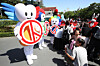 Staff of the Daegu Metropolitan Election Commission and election commission mascots engage with visitors at E-World, a theme park in Dalseo District, Daegu, during a parade promoting voter participation on May 10, 24 days ahead of the June 3 local elections. [NEWS1]