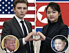 Satirical memes imagining Barron Trump, top left, and Kim Ju-ae, top right, as a couple have recently spread online. Their fathers are U.S. President Donald Trump, bottom left, and North Korean leader Kim Jong-un. [SCREEN CAPTURE]