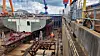 A ship commissioned by the U.S. government is under construction at the Hanwha Philly Shipyard in Philadelphia, Pennsylvania, on July 16, 2025. [JOONGANG ILBO]