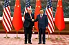 U.S. President Donald Trump participates in a welcome ceremony with President Xi Jinping of China at the Great Hall of the People in Beijing on May 14. [UPI/YONHAP]