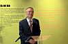 Kim Hui-gon, the inaugural director of the National Memorial of the Korean Provisional Government, delivers a welcoming speech at a special exhibition of Korea's provisional government in Belgium in this June 19, 2025, file photo. [YONHAP]