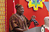 Ghana's President John Dramani Mahama delivers the state of the nation address to parliament in Accra, Ghana, on Feb. 27. [REUTERS/YONHAP]