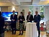 Nordic Ambassadors to Korea — from left, Swedish Ambassador Karl-Olof Andersson, Norwegian Ambassador Anne Kari Hansen Ovind, Finnish Ambassador Jyri Järviaho and Danish Ambassador Mikael Hemniti Winther — raise a toast during a networking reception celebrating the Nordic+Korea Innovation Days 2026 and the visit of the Nordic AI delegation held at the Finnish Residence in Seongbuk District, northern Seoul, on April 21. [SEO JI-EUN]