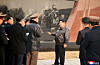 North Korean leader Kim Jong-un, center, inspects the construction site for the Memorial Museum of Combat Feats at the Overseas Military Operations in Pyongyang on March 16. [YONHAP]