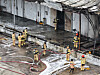 Fire authorities work to find a missing firefighter inside a factory in Wando County, South Jeolla, after a fire broke out at the facility at around 8:25 a.m. on April 12. [YONHAP]