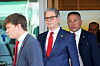 U.S. Treasury Secretary Scott Bessent, center, arrives at Incheon International Airport in Incheon on May 13. [AP/YONHAP]