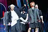 Boy band NEXZ performs ″Mmchk,″ the title track of its latest single, during a press showcase held at Blue Square Woori WON Banking Hall in Yongsan District, central Seoul, on April 27. [DANIELA GONZALEZ PEREZ]