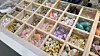Beads and trinkets for a DIY norigae making session are displayed at modern hanbok brand Leesle’s Insa-dong branch in central Seoul on March 17. [SHIN HA-NEE]