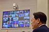 President Lee Jae Myung takes part in an international summit led by France and Britain to discuss the freedom of navigation in the Strait of Hormuz at the Blue House in central Seoul on April 17. The summit was attended by some 50 countries. [BLUE HOUSE]