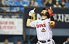 LG Twins's Austin Dean celebrates after hitting a solo home run during a game with the Lotte Giants held at the Jamsil Baseball Stadium in Songpa District, southern Seoul, on April 14. [LG TWINS]