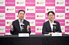 Lee Sang-yeob, the chief technology officer of LG U+, left, and Lim Woo-hyung, the co-head of LG AI Research, speak during a press conference for Mobile World Congress 2026 in Barcelona, Spain, on March 1. [LG U+]