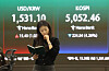 A screen in Hana Bank's trading room in central Seoul shows the Kospi closing at 5,052.46 points on March 31, down 224.84 points, or 4.26 percent, from the previous trading session. [YONHAP]