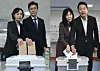 Left: Chong Won-o, the Democratic Party's candidate for Seoul mayor, casts his vote during the early voting period on May 29 with his wife. Right: Oh Se-hoon, the People Power Party's candidate for Seoul mayor, votes with his wife on May 29. [NEWS1]