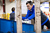 Democratic Party Seoul mayoral candidate Chong Won-o experiences delivery work at the East Seoul Mail Center in Gwangjin-gu, Seoul, after official campaigning for the June 3 local elections began at midnight on May 21.[CHONG WON-O ELECTION CAMP]