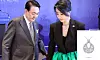 Former President Yoon Suk Yeol, left, and his wife, Kim Keon Hee, attend a dinner with Korean expatriates at a hotel in Madrid on June 29, 2022. [JOINT PRESS CORPS]