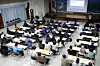 Older adults attend a seminar to gain insights on employment at the Dalseo District Office in Daegu in April. [NEWS1]
