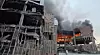 This video grab taken from undated images posted on social media on March 23 shows destruction and fire at the Iranian Ministry of Defense's electronics industries building in Tehran following an airstrike. [AFP/YONHAP]