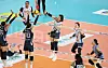 GS Caltex Seoul Kixx Choi Ga-eun attempts an attack during the championship series in the women’s professional volleyball V League postseason between GS Caltex and Korea Expressway Corporation Hi-Pass at Gimcheon Indoor Gymnasium, North Gyeongsang, on April 3. [YONHAP]