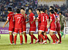 Naegohyang WFC players celebrate a goal during the AFC Women's Champions League match between Naegohyang WFC and ISPE FC in Yangon, Myanmar, on Nov. 15, 2025. [EPA/YONHAP]