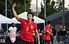 Cho Gue-sung of the Korea national football team celebrates after scoring during a friendly match against Trinidad and Tobago at South Field on the campus of Brigham Young University in Salt Lake City, Utah, on May 31. [NEWS1]