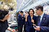 President Lee Jae Myung, right, and first lady Kim Hea Kyung, second from right, visit Namdaemun Market in central Seoul on May 8. [BLUE HOUSE]