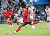 Hwang Hee-chan of the Korea national team scores a goal during a friendly match against Trinidad and Tobago at South Field on the campus of Brigham Young University in Salt Lake City, Utah, on May 31. [YONHAP]