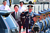 President Lee Jae Myung, left, arrives at Villamor Air Base in Manila on March 3 to begin his state visit to the Philippines. [YONHAP]