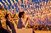 Korean President Lee Jae Myung, left, and Japanese Prime Minister Sanae Takaichi watch the Seonyu Julbul Nori, a fireworks display, at Hahoe Folk Village in Andong, North Gyeongsang, on May 19 after their bilateral summit. [BLUE HOUSE]