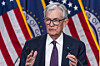 U.S. Federal Reserve Chair Jerome Powell speaks to reporters following the Fed’s decision to leave interest rates unchanged at the Federal Reserve in Washington on March 18. [EPA/YONHAP]