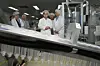 Industry Minister Kim Jung-kwan, center, inspects supply conditions for raw materials used in medical products at the headquarters of AD ChemTech in Ansan, Gyeonggi, on April 13. [JOINT PRESS CORPS]