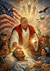 A post on U.S. President Donald Trump's Truth Social account depicts an AI-generated image of him as Jesus, posted on April 12, 2026. [REUTER/YONHAP]