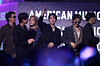 Boy band BTS accepts the Artist of the Year Award on stage during the American Music Awards at the MGM Grand Garden Arena in Las Vegas, Nevada, on May 25. [AFP/YONHAP]