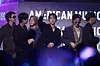 Boy band BTS accepts the Artist of the Year Award on stage during the American Music Awards at the MGM Grand Garden Arena in Las Vegas, Nevada, on May 25. [AFP/YONHAP]