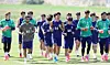 Players of the Korean national football team train at the Zions Bank Training Center in Herriman, Utah, on June 1 [NEWS1]
