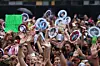 Fans of boy band BTS react on the day members of the band meet with Mexico's President Claudia Sheinbaum at the National Palace ahead of a series of concerts on the BTS World Tour ″Arirang″ in Mexico City, Mexico, on May 6. [REUTERS/YONHAP]