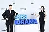 Actors Lee Je-hoon, left, and Ha Young, the stars of upcoming series 'The Long Shot Trial,' pose at SBS's media event at the Hotel Naru Seoul MGallery Ambassador in Mapo District, western Seoul, on June 1. [SBS]