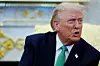 U.S. President Donald Trump speaks during a meeting with Irish Prime Minister Micheal Martin in the Oval Office of the White House in Washington on March 17, St. Patrick's Day. [AP/YONHAP]