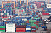 Shipping containers are stacked at a port in Pyeongtaek, Gyeonggi, on April 1. [YONHAP]
