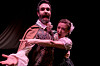 Actor Jamie Horan as Petruchio, left, and actor Muireann Ni Raghallaigh as Katherina in ″The Taming of the Shrew,″ a production by the Seoul Shakespeare Company [BRET LINDQUIST]