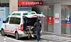 An ambulance arrives at an emergency room at a general hospital in Seoul in October 2024. [YONHAP]