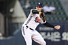 Doosan Bears pitcher Wes Benjamin throws eight scoreless innings against the NC Dinos at Jamsil Baseball Stadium in Songpa District, southern Seoul, on May 21. [DOOSAN BEARS]