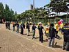 Staffers high-five participants walking along the trail during the 2026 McDonald's Happy Walk in Incheon on May 24. [KIM MIN-YOUNG]