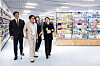 CJ Group Chairman Lee Jay-hyun, second from left, during his visit at the Olive Young Central Myeongdong Town branch in central Seoul on March 26. [CJ OLIVE YOUNG]