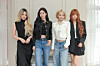 Girl group Le Sserafim poses for photos after a group interview with journalists in eastern Seoul on May 18, ahead of the release of its second full-length album, ″Pureflow pt. 1″ [SOURCE MUSIC]