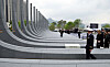 Attendees at the completion ceremony for the ″Garden of Gratitude″ at Gwanghwamun Square in Jongno District, central Seoul, view stone sculptures honoring the 22 nations that supported South Korea under the United Nations flag during the 1950-53 Korean War on May 12. [JOINT PRESS CORPS]