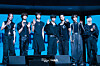 Boy band Ampers&One poses for photos during a showcase for the release of its third EP, ″Loud & Proud,″ at the Sky Art Hall in western Seoul on Aug. 12, 2025. [DANIELA GONZALEZ PEREZ]