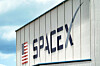 A SpaceX logo is displayed on a building at the Kennedy Space Center in Cape Canaveral, Florida, on May 26, 2020. [AP/YONHAP]