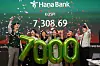 Employees of Hana Bank celebrate in a photo to mark the Kospi closing above 7,000 points at Hana Bank's trading room in Seoul on May 6. [AP PHOTO/YONHAP]